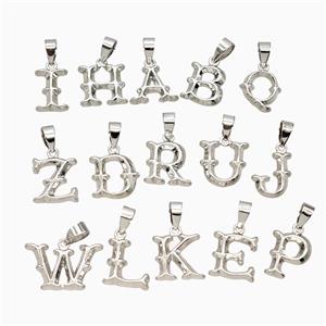 Copper Alphabet Pendant Platinum Plated Mixed Letters, approx 10-13mm [FD25958]