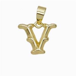 Copper Letter-V Pendant Gold Plated, approx 10-13mm [FD25980]