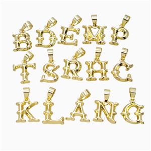 Copper Alphabet Pendant Gold Plated Mixed Letters, approx 10-13mm [FD25985]