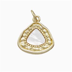 Copper Triangle Pendant Pave Shell Gold Plated, approx 15mm [FD26040]