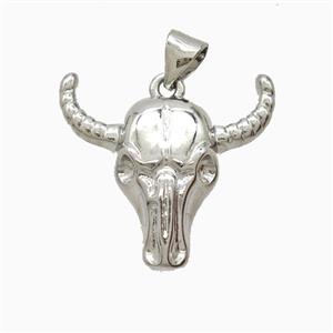 Copper Bullhead Pendant Platinum Plated, approx 20-22mm [FD26051]