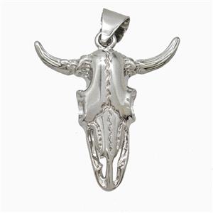 Copper Bullhead Pendant Platinum Plated, approx 30-32mm [FD26057]