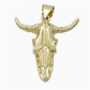 Copper Bullhead Pendant Gold Plated, approx 30-32mm [FD26058]