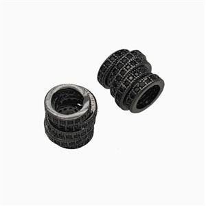 Copper Tube Beads Micro Pave Zirconia Large Hole Black Plated, approx 9mm, 5mm hole [FD26067]