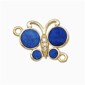Copper Butterfly Connector Pave Lapisblue Shell Gold Plated, approx 13-16mm [FD26084]