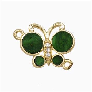 Copper Butterfly Connector Pave Green Shell Gold Plated, approx 13-16mm [FD26086]