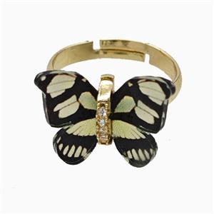 Blackyellow Resin Butterfly Rings Adjustable Gold Plated, approx 15-18mm, 18mm dia [FD26133]