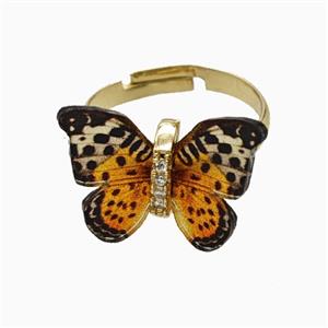 Blackorange Resin Butterfly Rings Adjustable Gold Plated, approx 15-18mm, 18mm dia [FD26140]