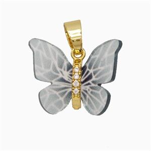 Gray Resin Butterfly Pendant Gold Plated, approx 15-18mm [FD26142]