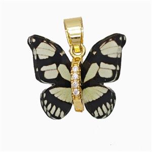 Blackyellow Resin Butterfly Pendant Gold Plated, approx 15-18mm [FD26143]