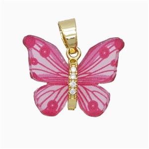 Hotpink Resin Butterfly Pendant Gold Plated, approx 15-18mm [FD26145]