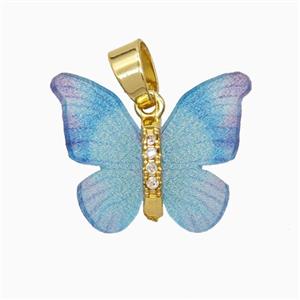 Blue Resin Butterfly Pendant Gold Plated, approx 15-18mm [FD26146]