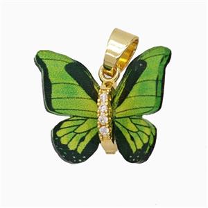Green Resin Butterfly Pendant Gold Plated, approx 15-18mm [FD26147]