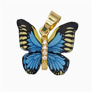 Blue Resin Butterfly Pendant Gold Plated, approx 15-18mm [FD26148]