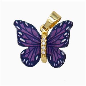 Purple Resin Butterfly Pendant Gold Plated, approx 15-18mm [FD26150]