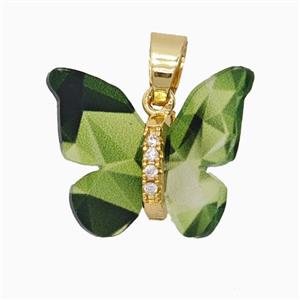 Green Resin Butterfly Pendant Gold Plated, approx 15-18mm [FD26151]