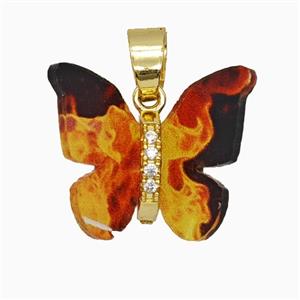 Orange Resin Butterfly Pendant Gold Plated, approx 15-18mm [FD26152]