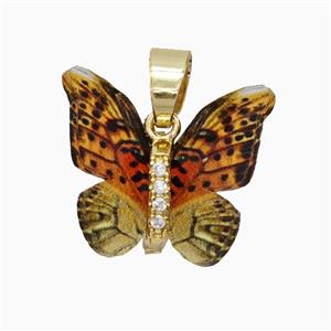 Orange Resin Butterfly Pendant Gold Plated, approx 15-18mm [FD26155]