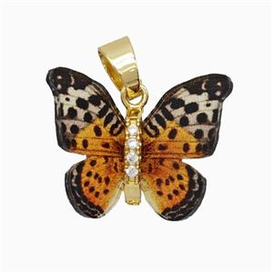 Orange Resin Butterfly Pendant Gold Plated, approx 15-18mm [FD26156]