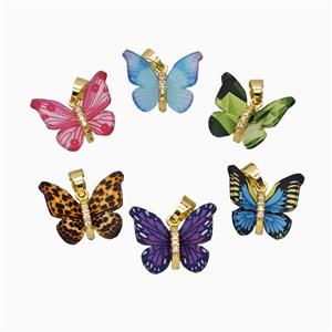 Resin Butterfly Pendant Gold Plated Mixed, approx 15-18mm [FD26158]