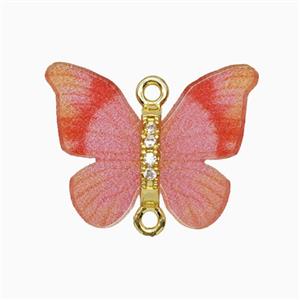 Pink Resin Butterfly Connector Gold Plated, approx 15-18mm [FD26160]