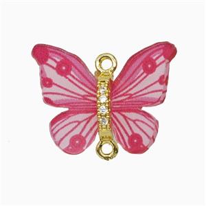 Hotpink Resin Butterfly Connector Gold Plated, approx 15-18mm [FD26161]