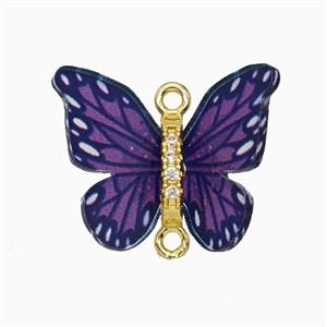 Purple Resin Butterfly Connector Gold Plated, approx 15-18mm [FD26166]