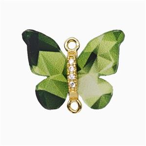 Green Resin Butterfly Connector Gold Plated, approx 15-18mm [FD26168]
