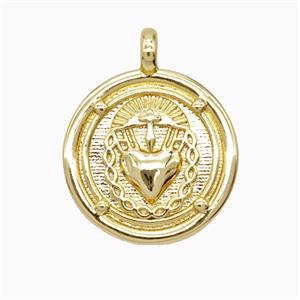 Copper Sacred Heart Pendant Gold Plated, approx 20mm [FD26177]