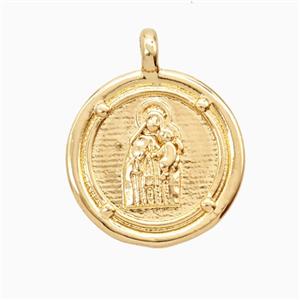 Copper Virgin Mary Pendant Gold Plated, approx 20mm [FD26181]