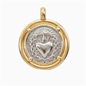 Copper Sacred Heart Pendant Platinum Gold Plated, approx 20mm [FD26188]