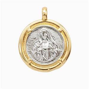 Copper Virgin Mary Pendant Platinum Gold Plated, approx 20mm [FD26189]