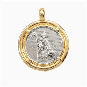 Copper Virgin Mary Pendant Platinum Gold Plated, approx 20mm [FD26190]