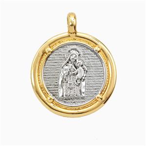Copper Virgin Mary Pendant Platinum Gold Plated, approx 20mm [FD26192]