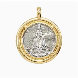 Copper Virgin Mary Pendant Platinum Gold Plated, approx 20mm [FD26193]