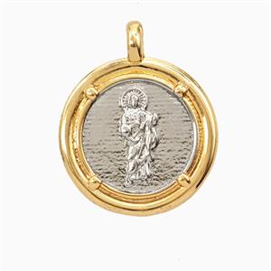 Copper Saint Jude Pendant Platinum Gold Plated, approx 20mm [FD26194]