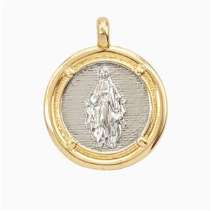Copper Virgin Mary Pendant Platinum Gold Plated, approx 20mm [FD26195]