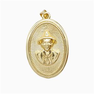 Copper Medal Pendant Jose Gregorio Hernandez Gold Plated, approx 20-27mm [FD26200]