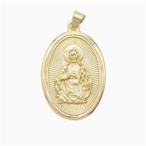 Copper Virgin Mary Pendant Gold Plated, approx 20-27mm [FD26201]