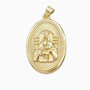 Copper Virgin Mary Pendant Gold Plated, approx 20-27mm [FD26202]