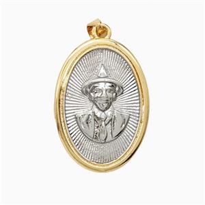 Copper Medal Pendant Jose Gregorio Hernandez Platinum Gold Plated, approx 20-27mm [FD26204]