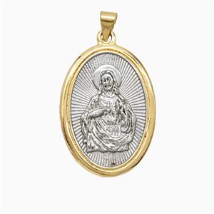 Copper Virgin Mary Pendant Platinum Gold Plated, approx 20-27mm [FD26205]