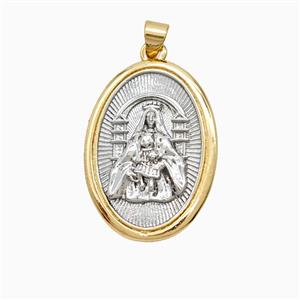 Copper Virgin Mary Pendant Platinum Gold Plated, approx 20-27mm [FD26206]