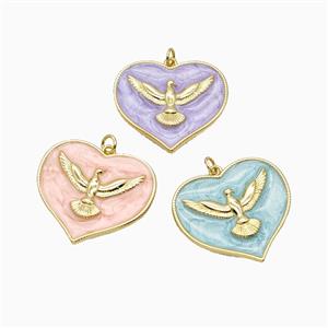 Copper Heart Eagle Pendant Enamel Gold Plated Mixed, approx 30mm [FD26232]