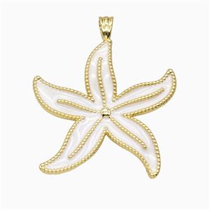 Copper Starfish Pendant White Enamel Gold Plated, approx 35mm [FD26233]