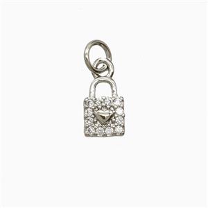 Copper Locket Pendant Pave Zirconia Platinum Plated, approx 6-9mm [FD26256]