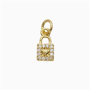 Copper Locket Pendant Pave Zirconia Gold Plated, approx 6-9mm [FD26257]