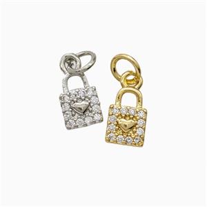 Copper Locket Pendant Pave Zirconia Mixed, approx 6-9mm [FD26258]