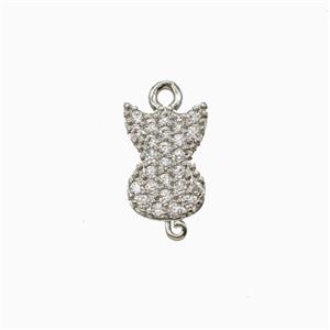 Copper Cat Pendant Pave Zirconia Platinum Plated, approx 8-10mm [FD26259]
