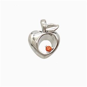 Copper Peach Pendant Pave Zirconia Platinum Plated, approx 11-13.5mm [FD26263]